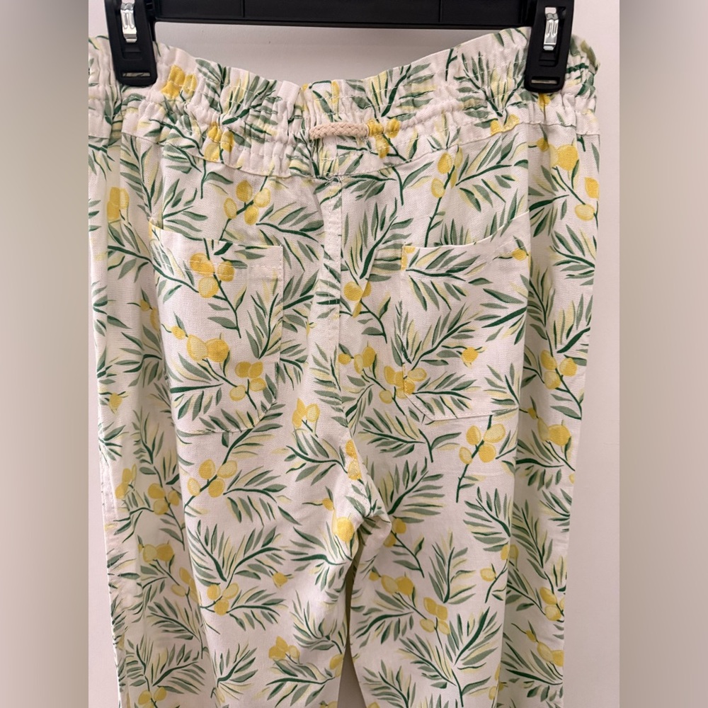 Floral Elastic-Waist Straight Leg Pants in Cream and Yellow - Picture 4 of 7